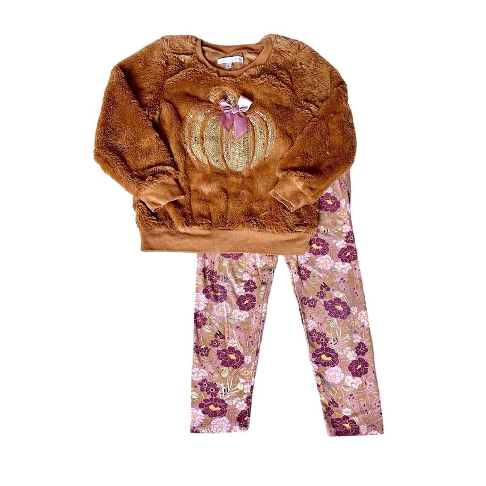Tahari Fuzzy Sequin Pumpkin Outfit Set